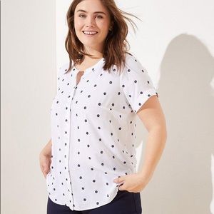 Loft dotted dolman cap sleeve